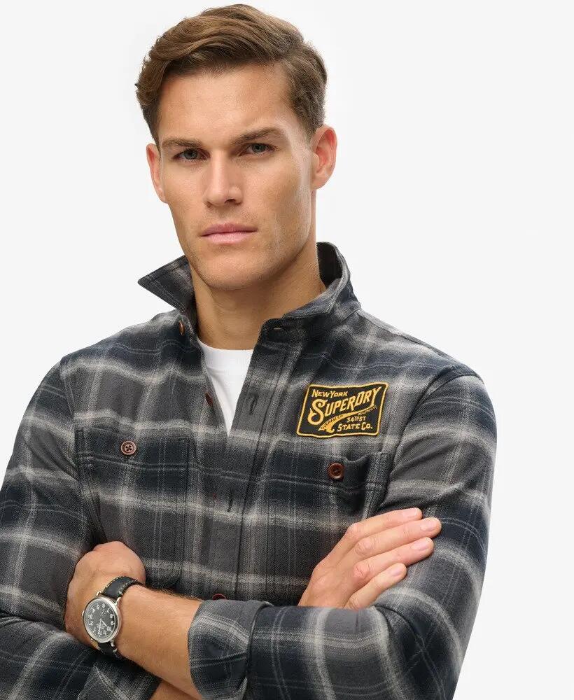superdry Herren Overshirt bestickt kariert Roderick Check Black 4/7