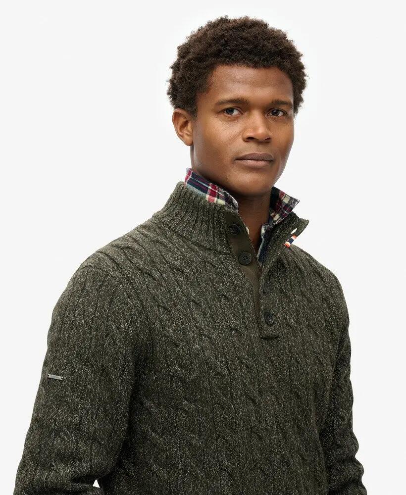 superdry Camisola Cable Button Neck – gola alta com botões 3/6