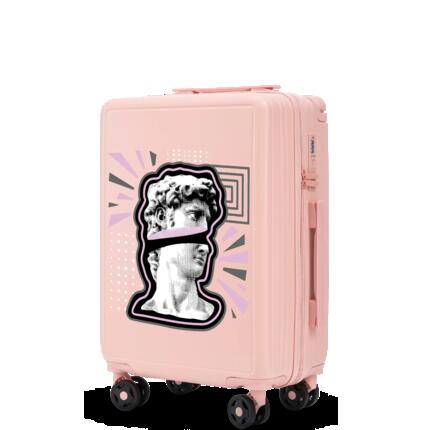 Grande valise Wings ABS+ 28" personnalisée BLEU PASTEL COQUELICOTS POPIERSIE