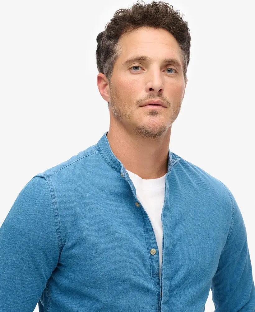 superdry The Merchant Store - Camisa Henley Indigo Heavy Wash 3/7
