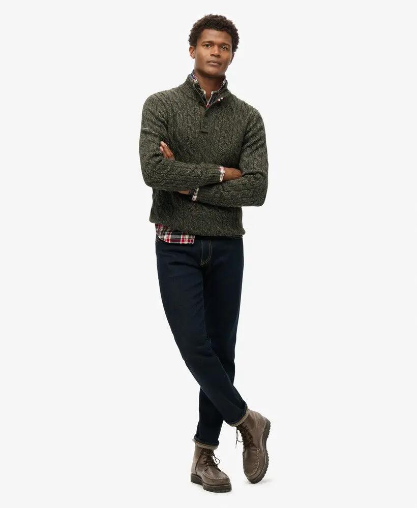 superdry Camisola Cable Button Neck – gola alta com botões 2/6
