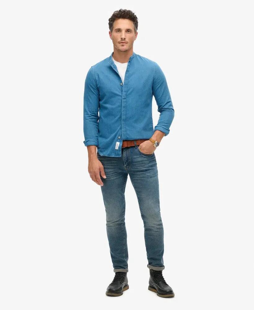 superdry The Merchant Store - Camisa Henley Indigo Heavy Wash 2/7