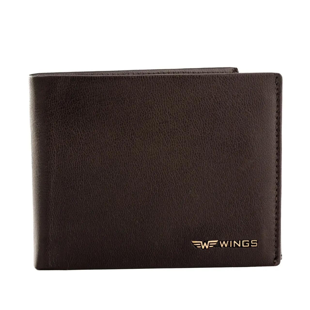 Portefeuille homme marron WINGS en cuir naturel de chèvre 6/6
