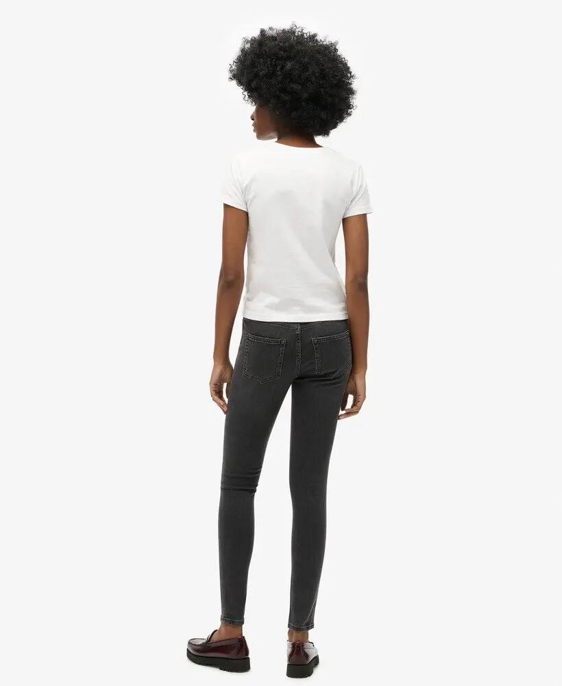 superdry Dżinsy skinny z organicznej bawełny, średni stan - Walcott Black Stone 5/7