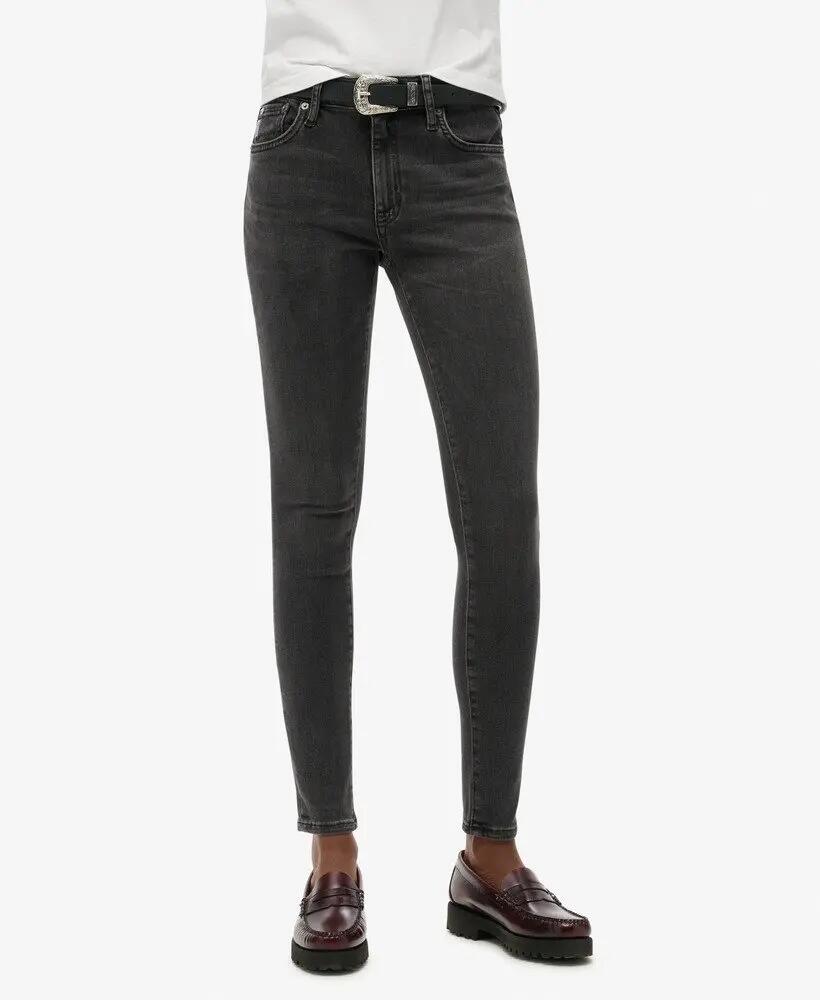 superdry Dżinsy skinny z organicznej bawełny, średni stan - Walcott Black Stone 2/7