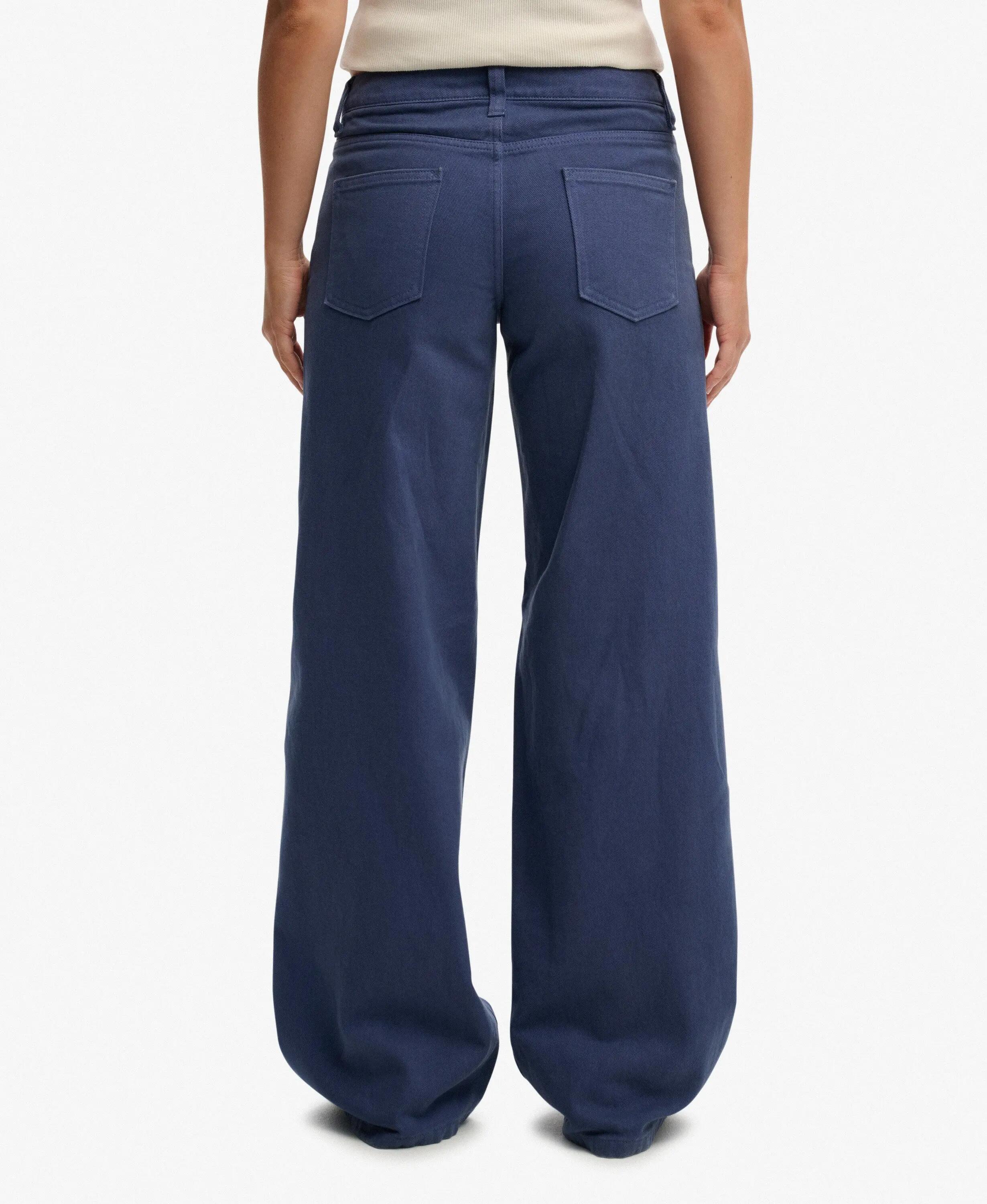 superdry Pantalon Mid Rise Baggy en coton - coupe large – Mariner Navy 4/6