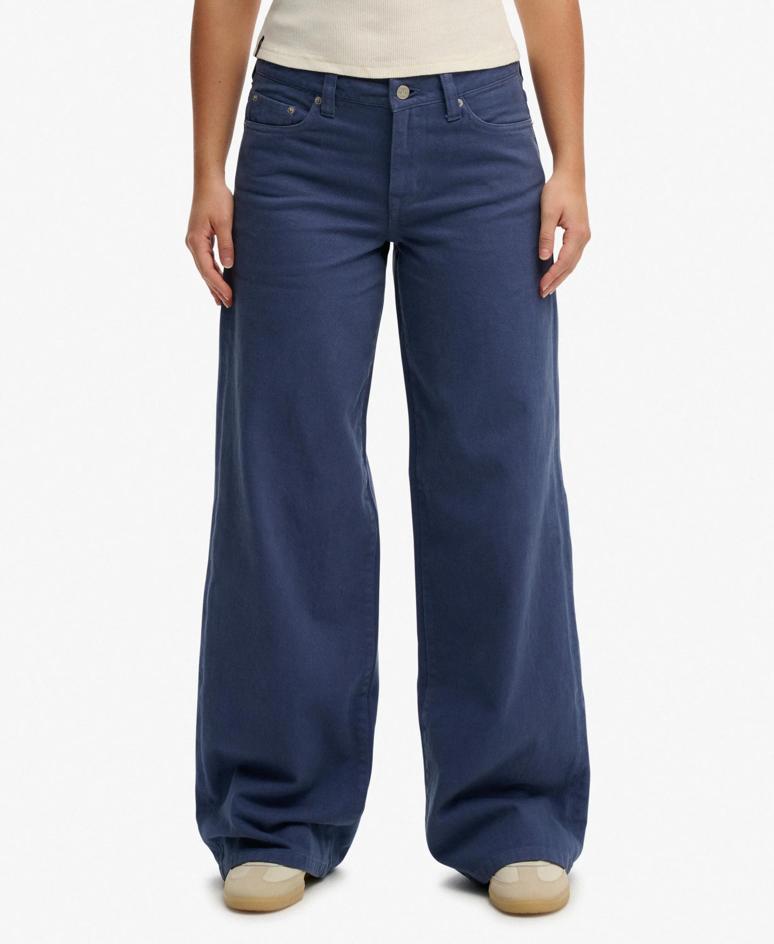 superdry Pantalon Mid Rise Baggy en coton - coupe large – Mariner Navy 3/6