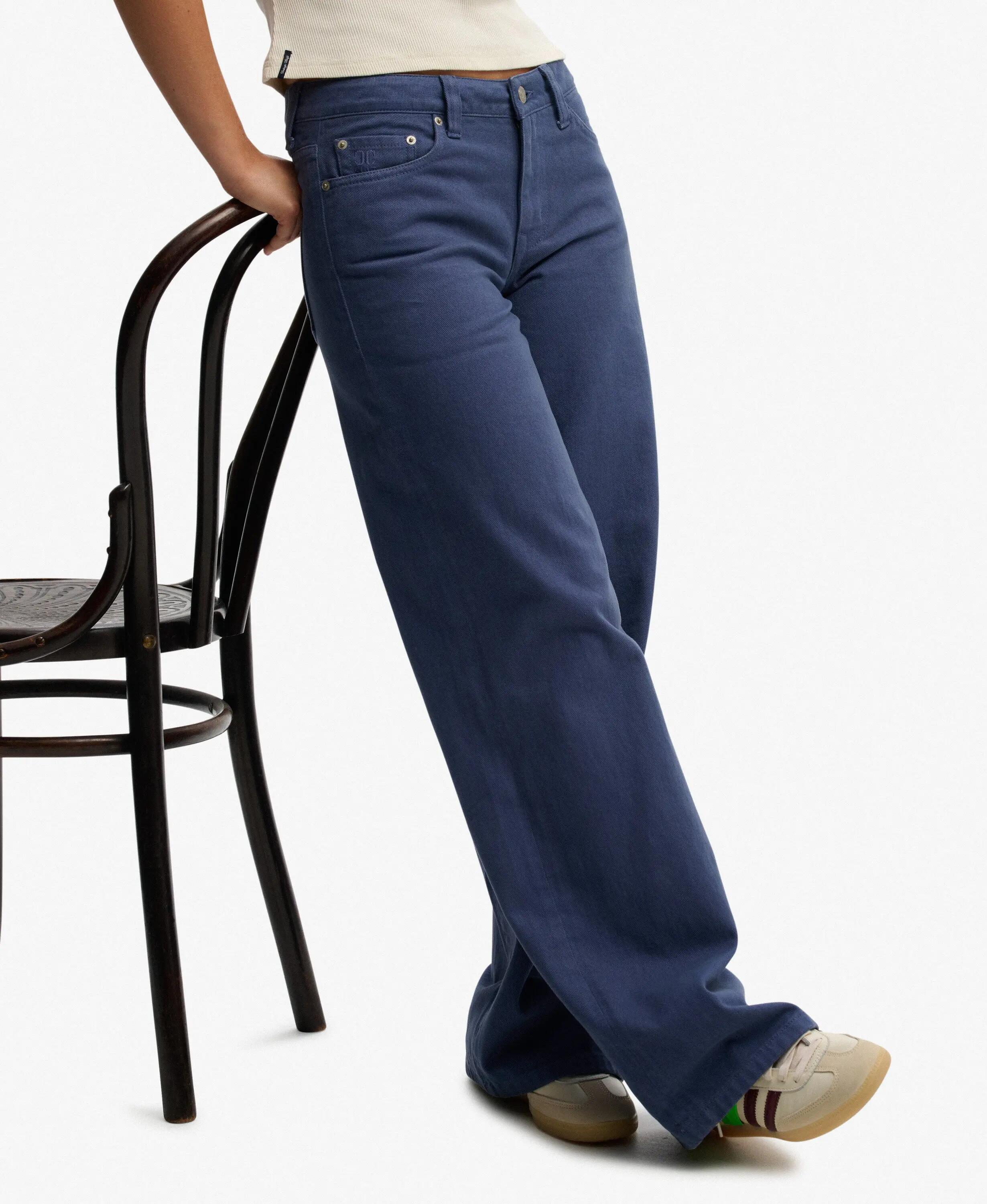 superdry Pantalon Mid Rise Baggy en coton - coupe large – Mariner Navy 2/6