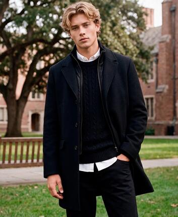 superdry Manteau Tailored Two-in-One Town Coat en laine, slim