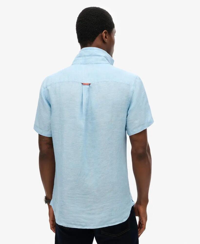 superdry Camicia Vacation Linen maniche corte lino Sea Blue Chambray 4/5