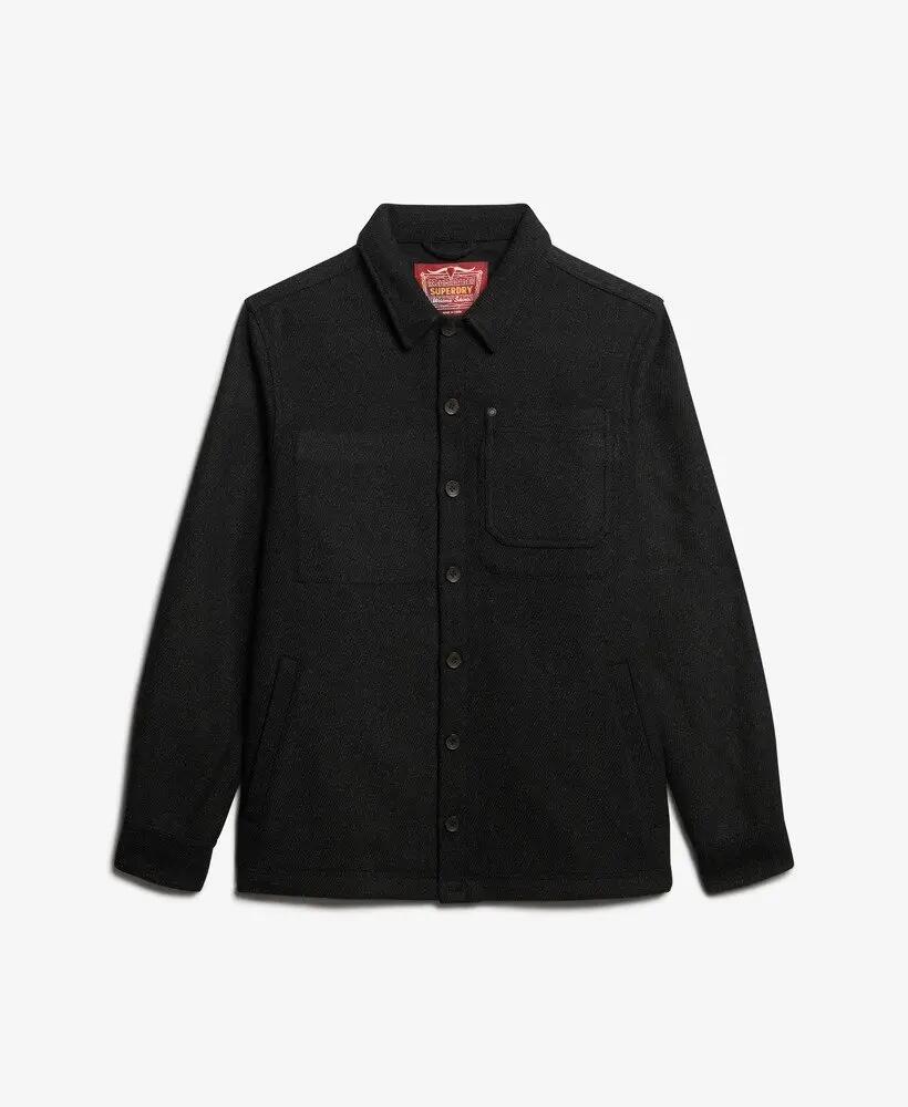 superdry Merchant Wool Overshirt en laine – Black Texture 6/6