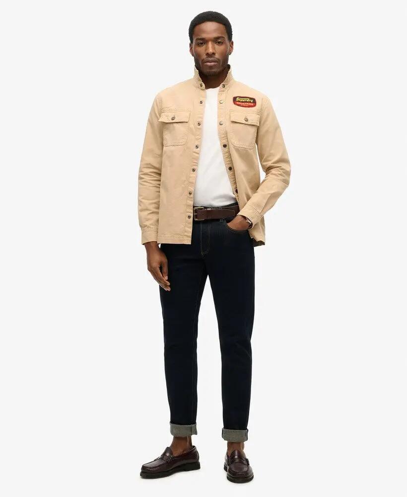 superdry Overshirt in canvas con patch – Shaker Beige 4/4
