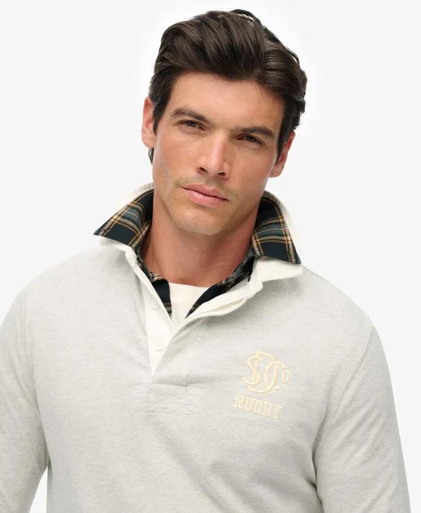 superdry Vintage Athletic Jersey Rugby Top – 100% algodão, Cadet Grey Marl 4/6