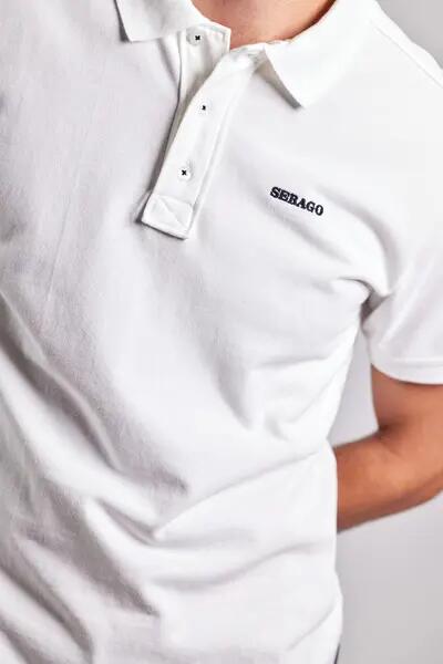 sebago Polo Outwashed Logo Pique branco em algodão 2/4