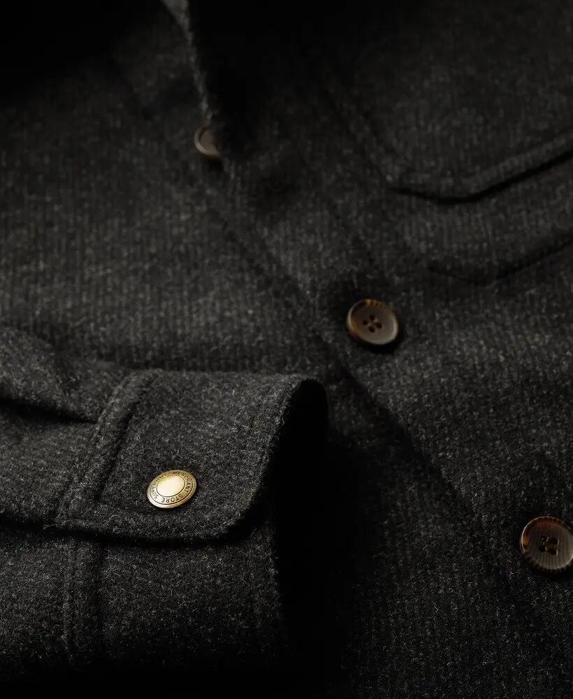 superdry Merchant Wool Overshirt en laine – Black Texture 5/6