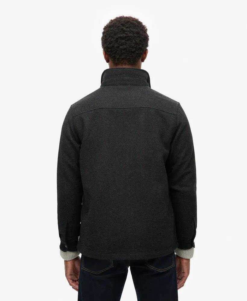 superdry Merchant Wool Overshirt en laine – Black Texture 4/6