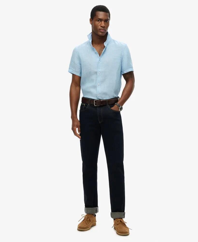 superdry Camicia Vacation Linen maniche corte lino Sea Blue Chambray 2/5