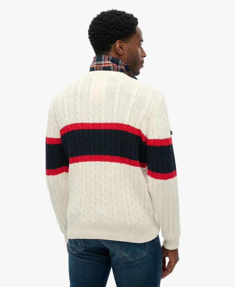 superdry Maglione Cotton Stripe Cable in cotone biologico 5/6
