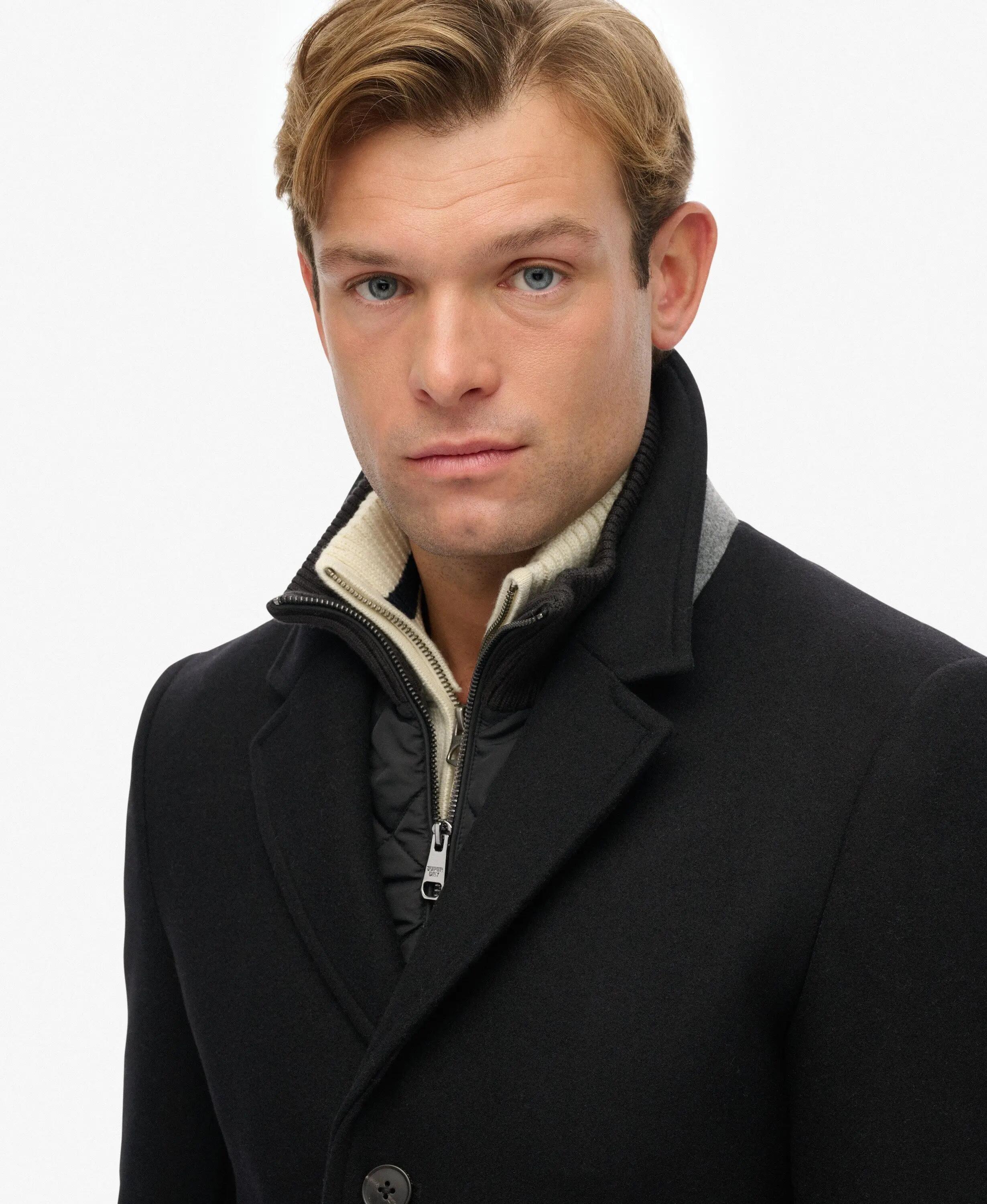 superdry Manteau Tailored Two-in-One Town Coat en laine, slim, noir 4/7