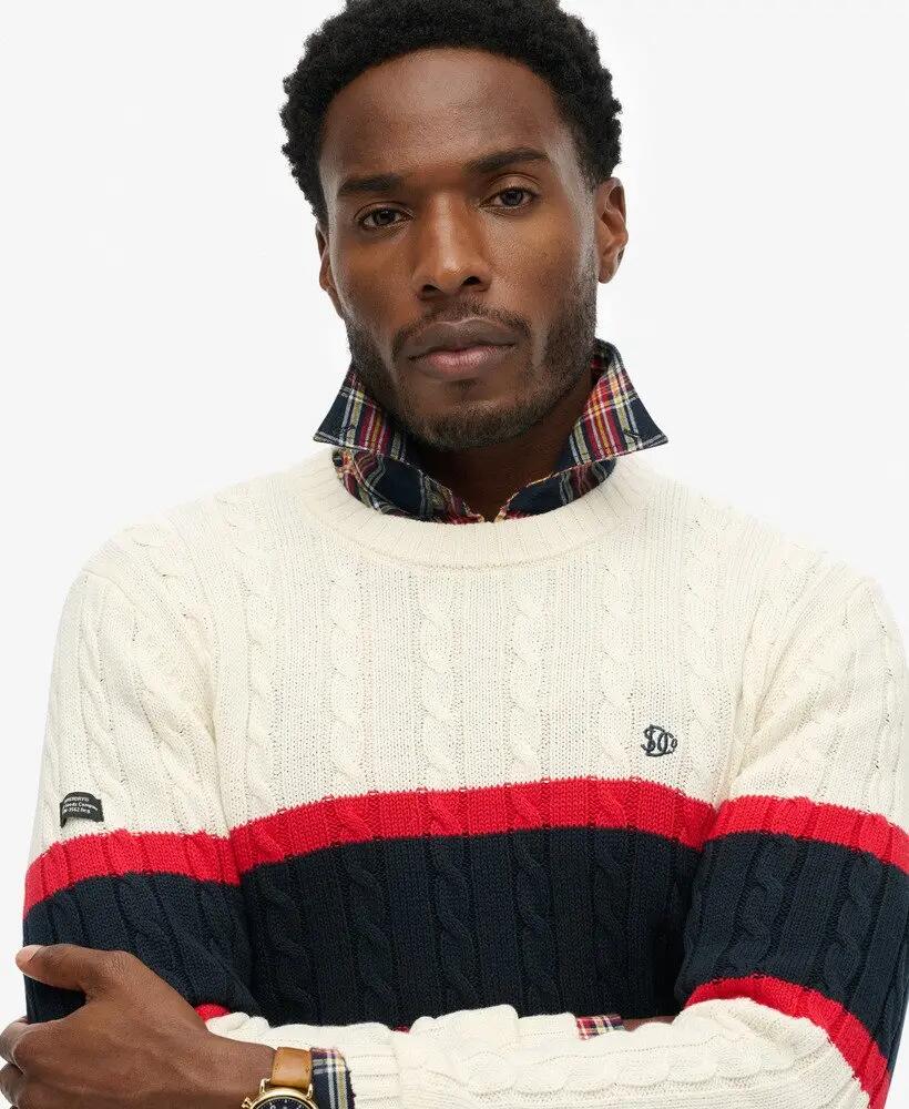 superdry Maglione Cotton Stripe Cable in cotone biologico 4/6