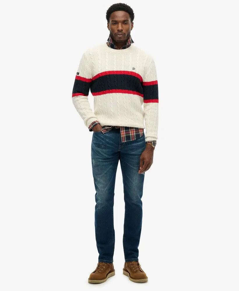 superdry Maglione Cotton Stripe Cable in cotone biologico 3/6