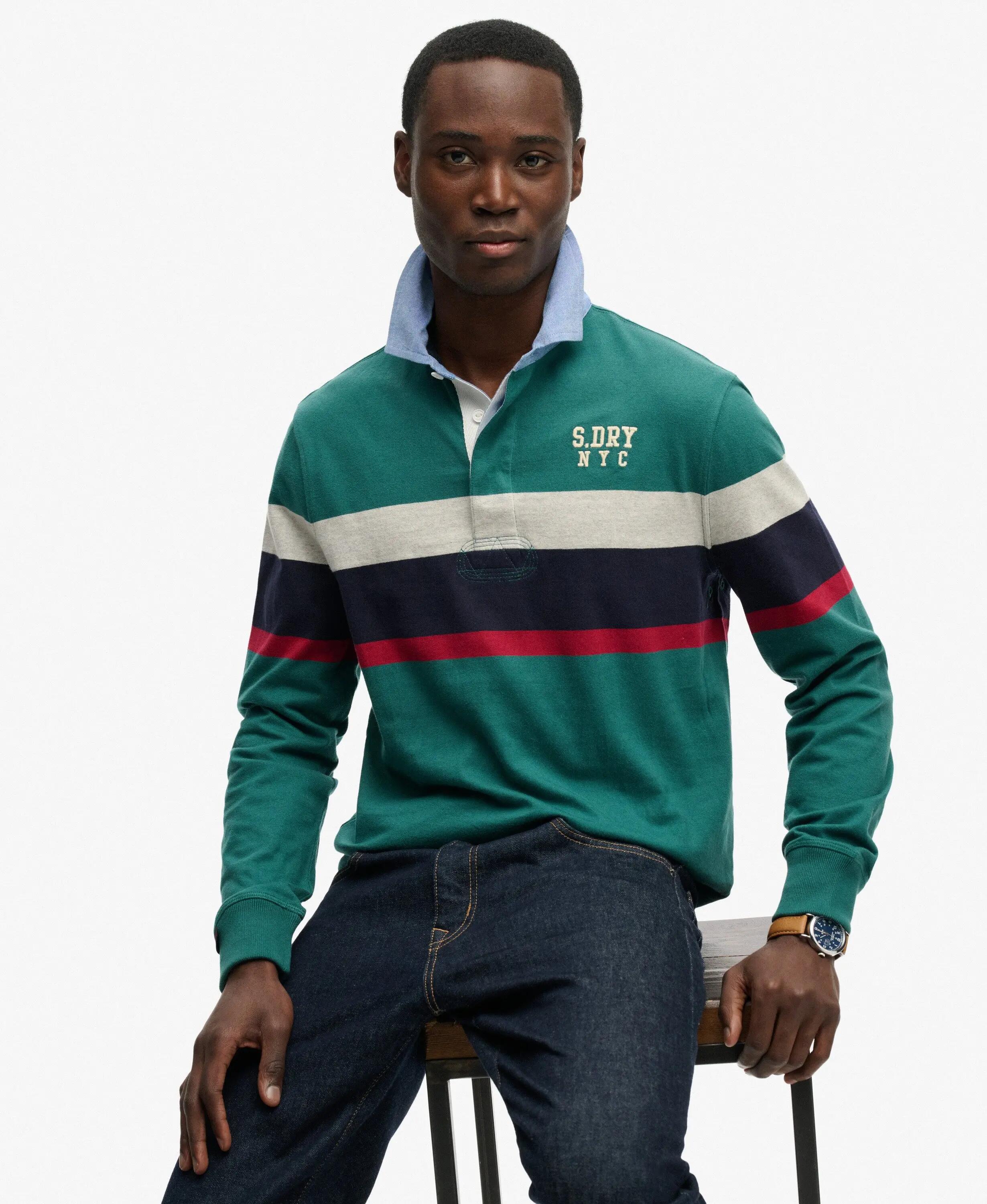 superdry Vintage Chestband Rugby Top in cotone biologico 2/5