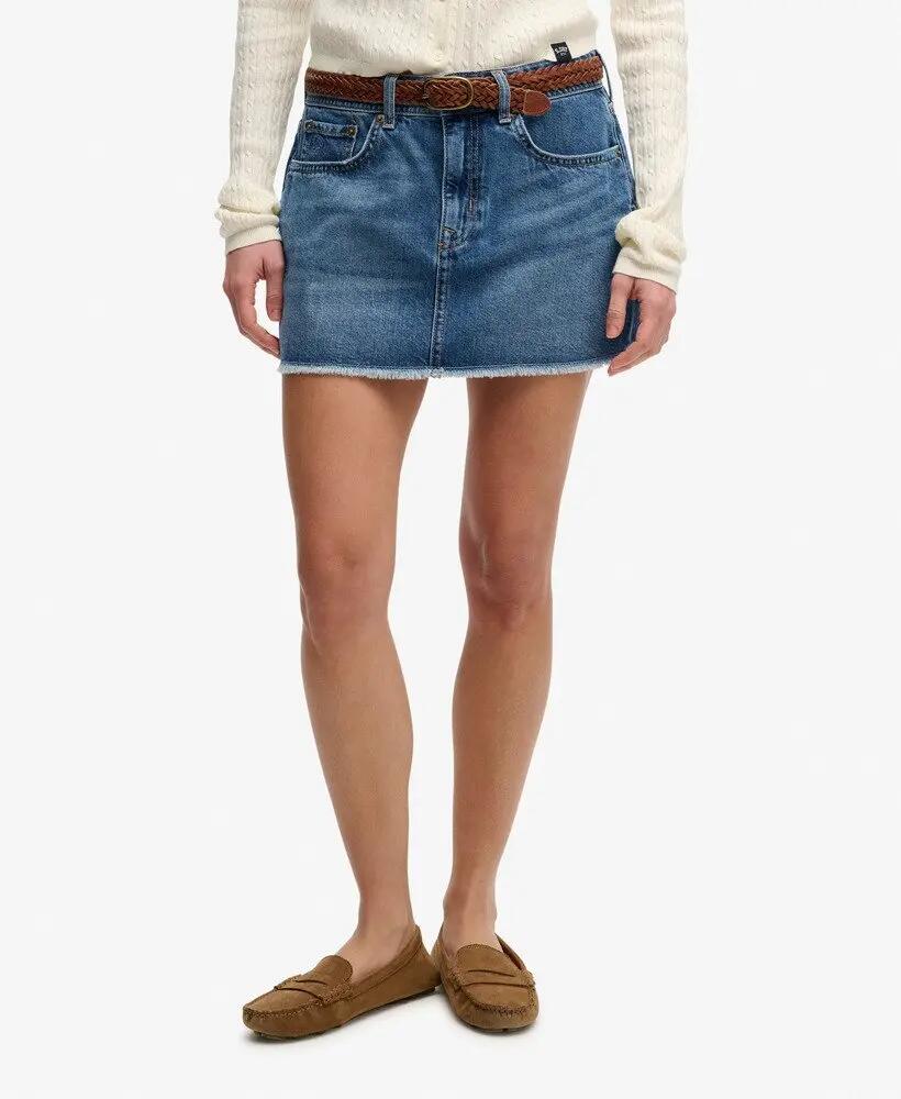 superdry Gonna Denim Mini in 100% Cotone Biologico — vestibilità relaxed 4/7