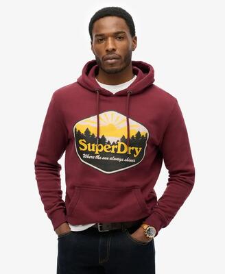 Superdry sun tab hoodie heren — port red