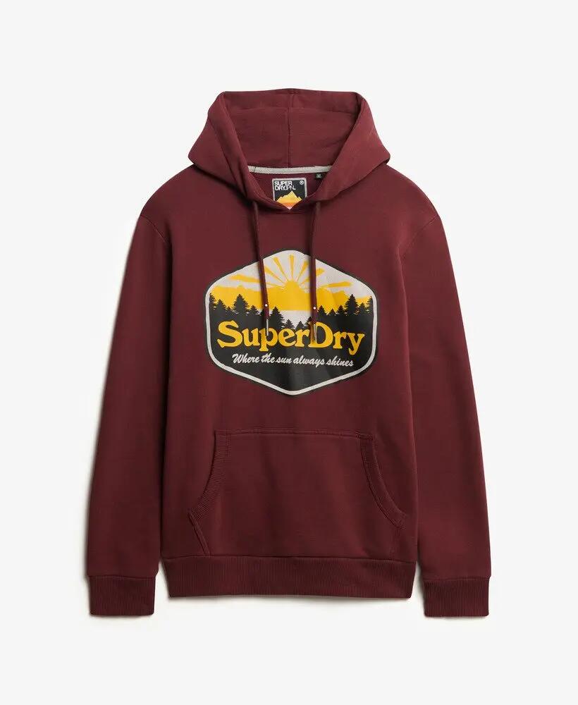 superdry Felpa con cappuccio Sun Tab in cotone-poliestere — Port Red 6/6