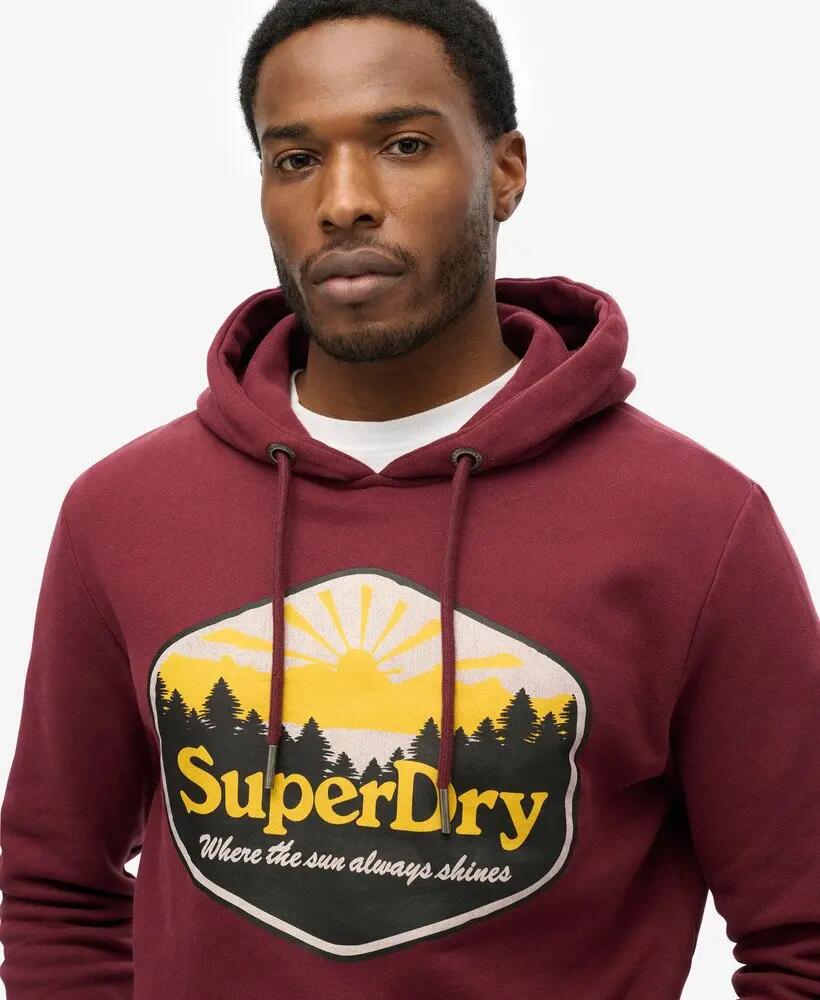 superdry Felpa con cappuccio Sun Tab in cotone-poliestere — Port Red 3/6