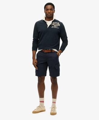 Superdry organic cotton core cargo shorts — zwart/gouden pailletten