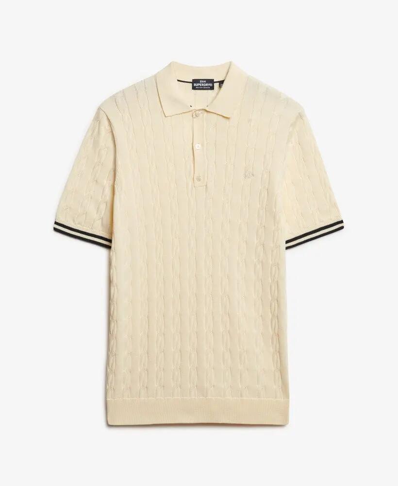 superdry Polo de manga curta com textura tricotada - Classic Cream 6/6