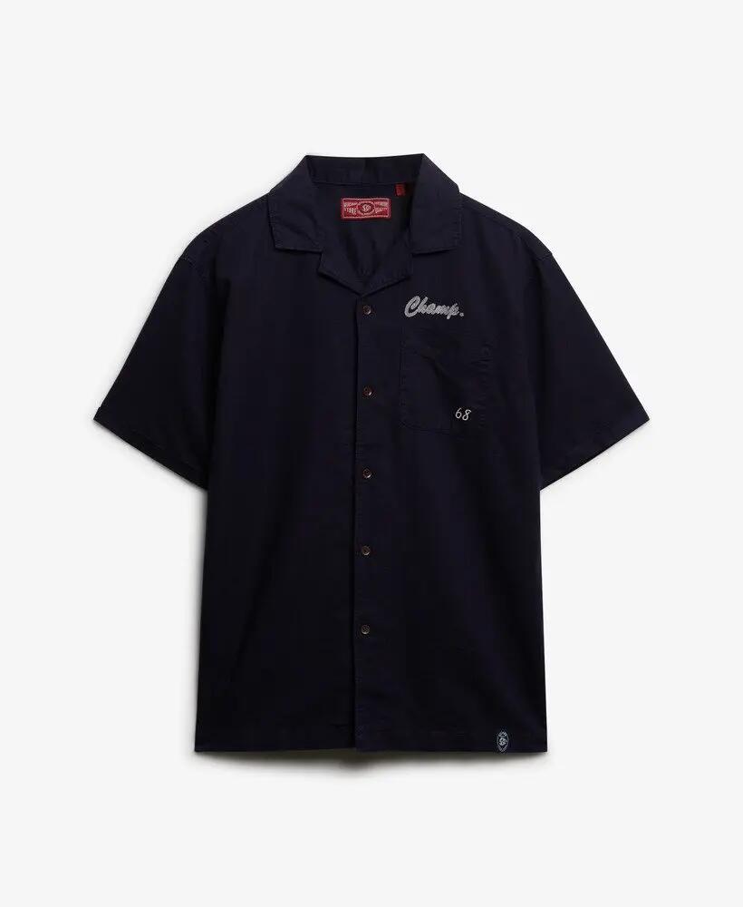 superdry Camisa The Merchant Store Resort algodón y lino NAUTICAL NAVY 5/5