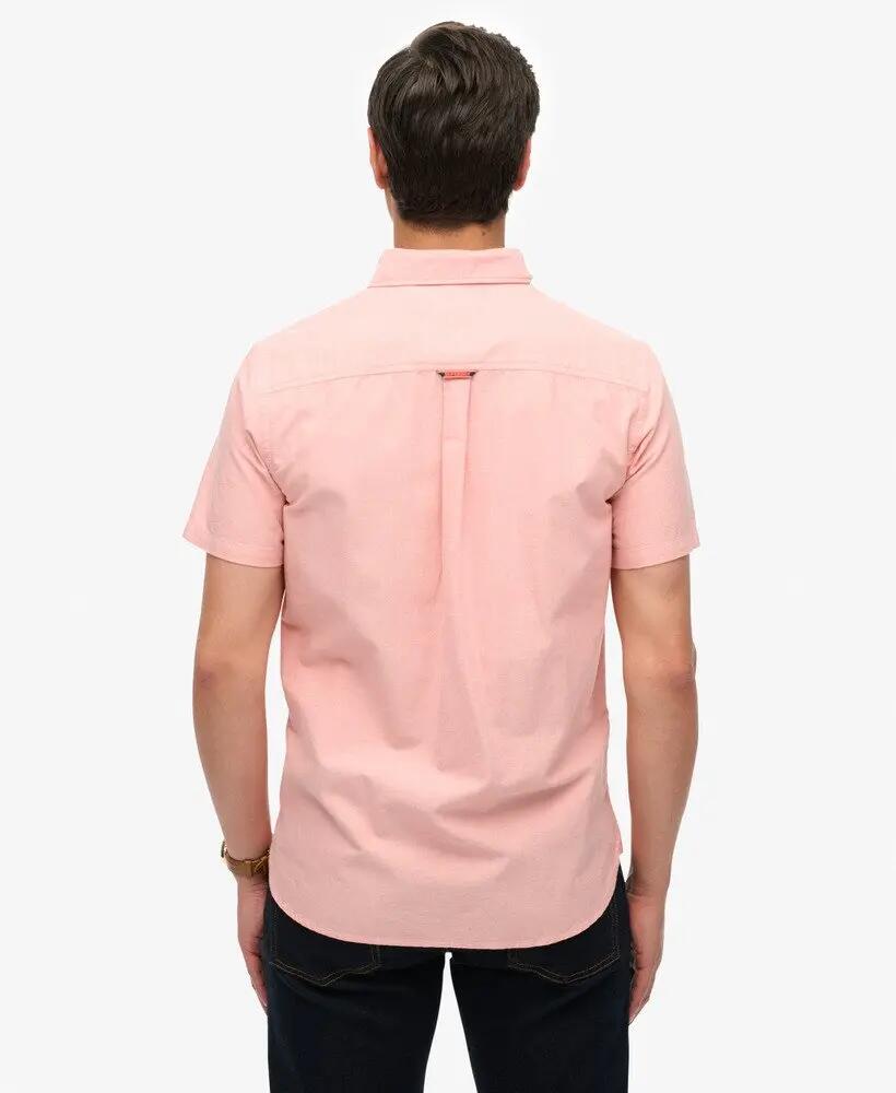 superdry Oxford Short Sleeve Shirt algodón orgánico Rose Pink Chambray 4/5