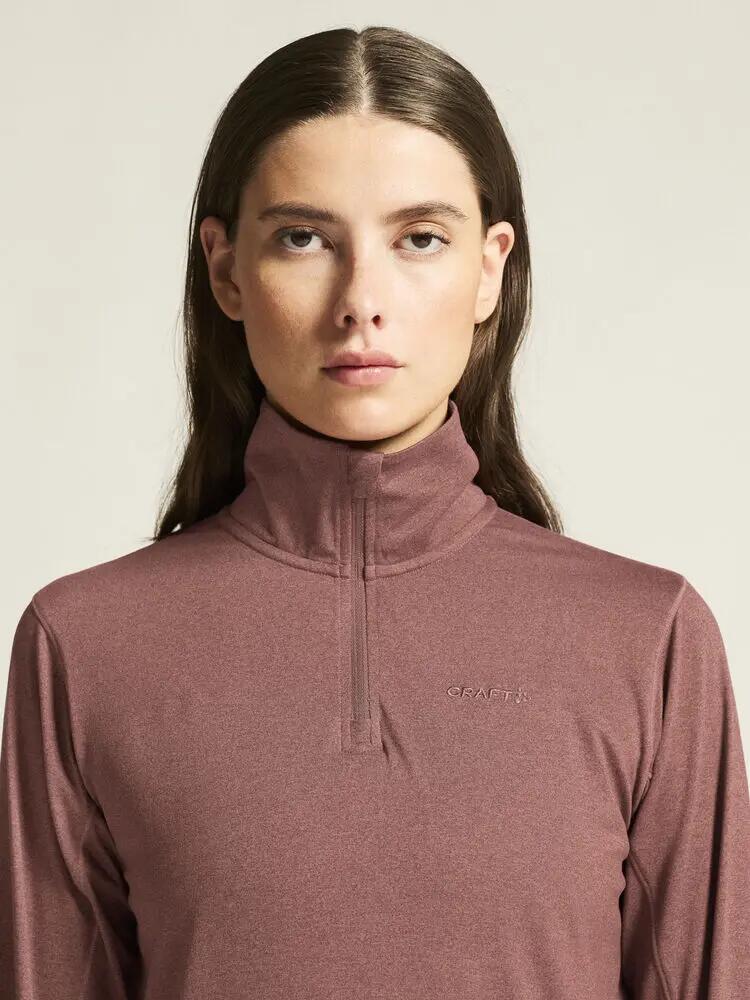 craft Flow HZ LS W — lange mouw top met col en rits van gerecycled polyester 6/7