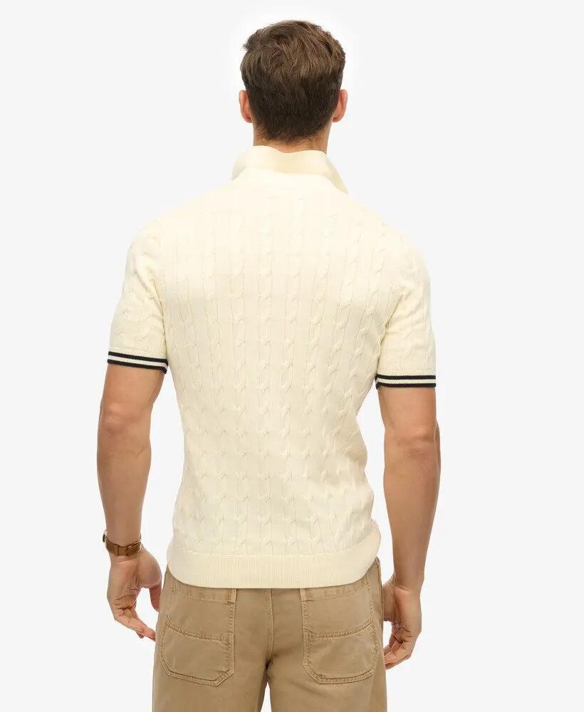 superdry Polo de manga curta com textura tricotada - Classic Cream 4/6