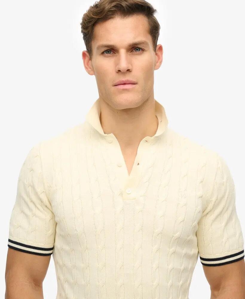 superdry Polo de manga curta com textura tricotada - Classic Cream 3/6
