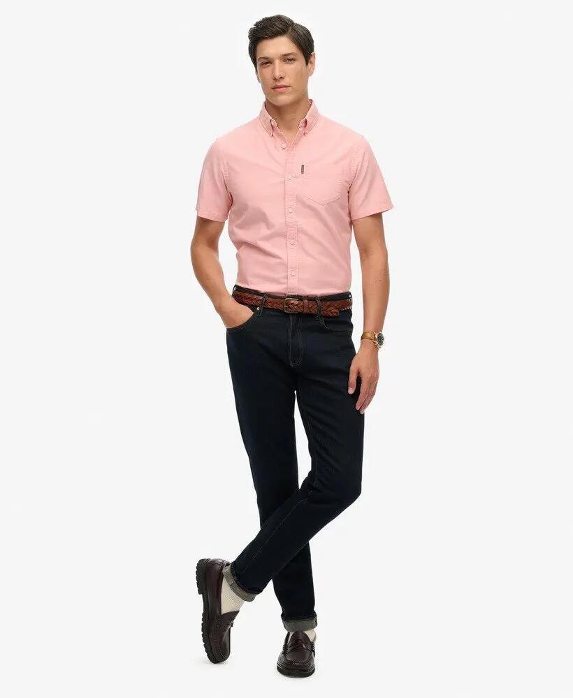 superdry Oxford Short Sleeve Shirt algodón orgánico Rose Pink Chambray 2/5