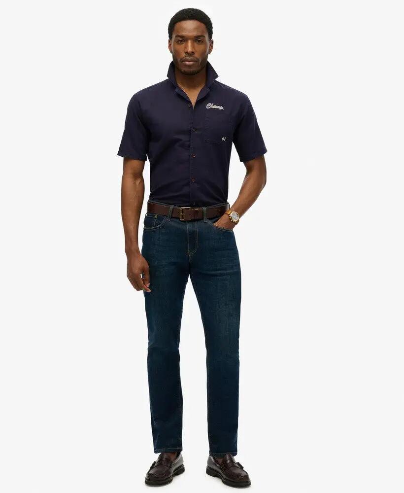 superdry Camisa The Merchant Store Resort algodón y lino NAUTICAL NAVY 2/5