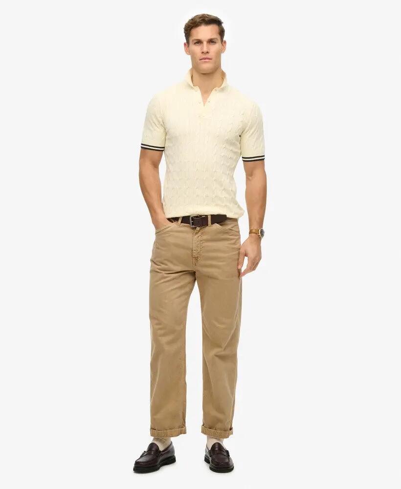 superdry Polo de manga curta com textura tricotada - Classic Cream 2/6