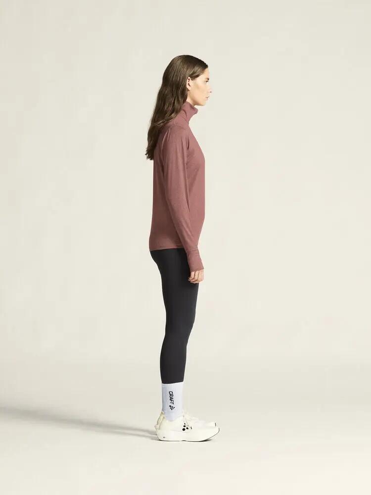 craft Flow HZ LS W — lange mouw top met col en rits van gerecycled polyester 3/7