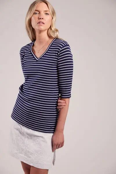 sebago Vera Rib Half Sleeve – Haut Femme NAVY 2/5