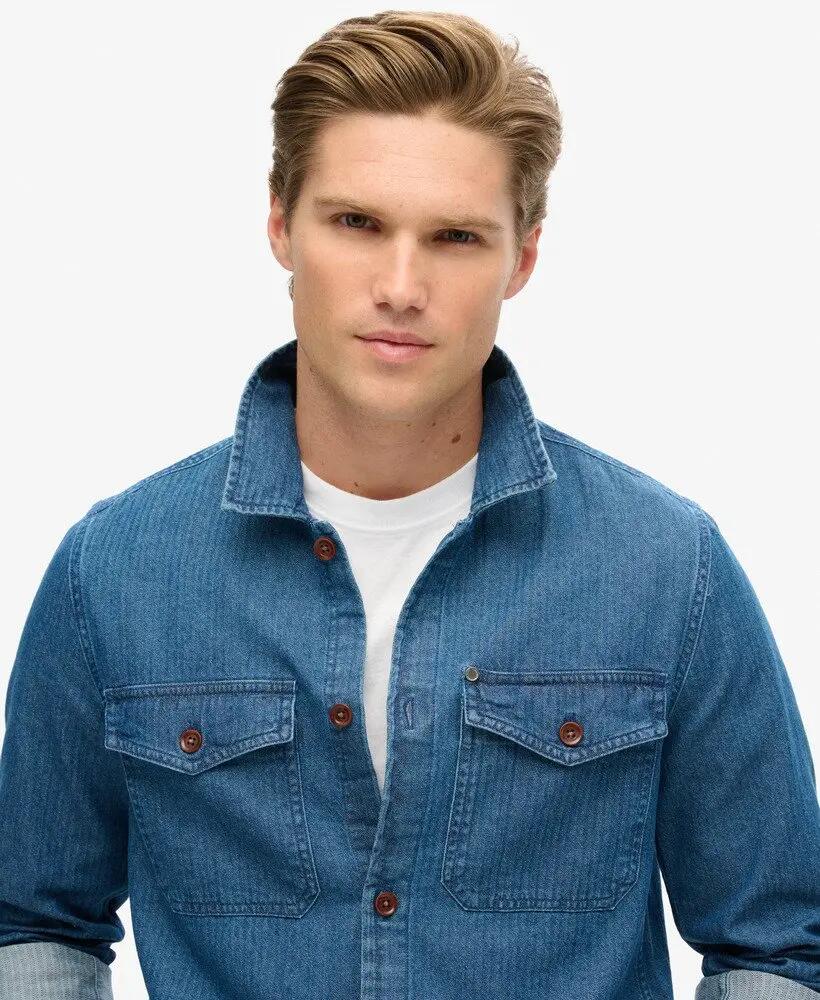 superdry Merchant Indigo Overshirt aus 100% Baumwolle 3/7