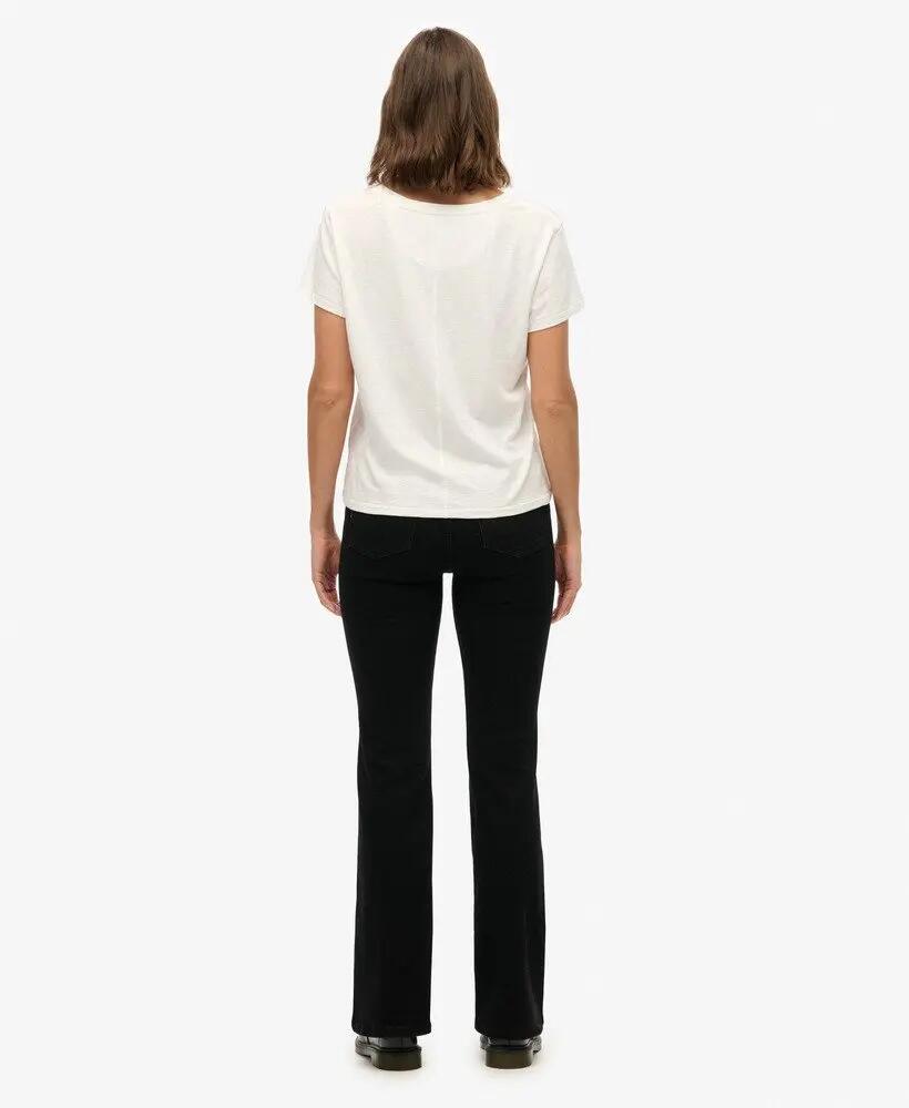 superdry Jeans flare taille haute en coton biologique, noir 6/6