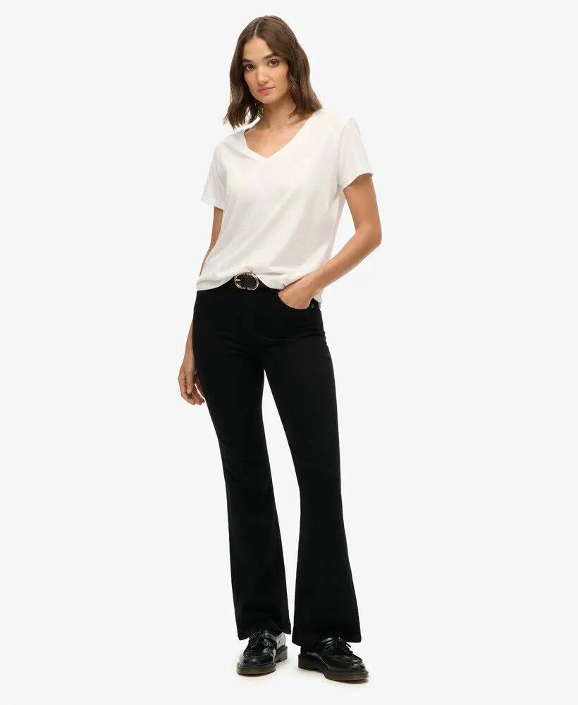 superdry Jeans flare taille haute en coton biologique, noir 2/6