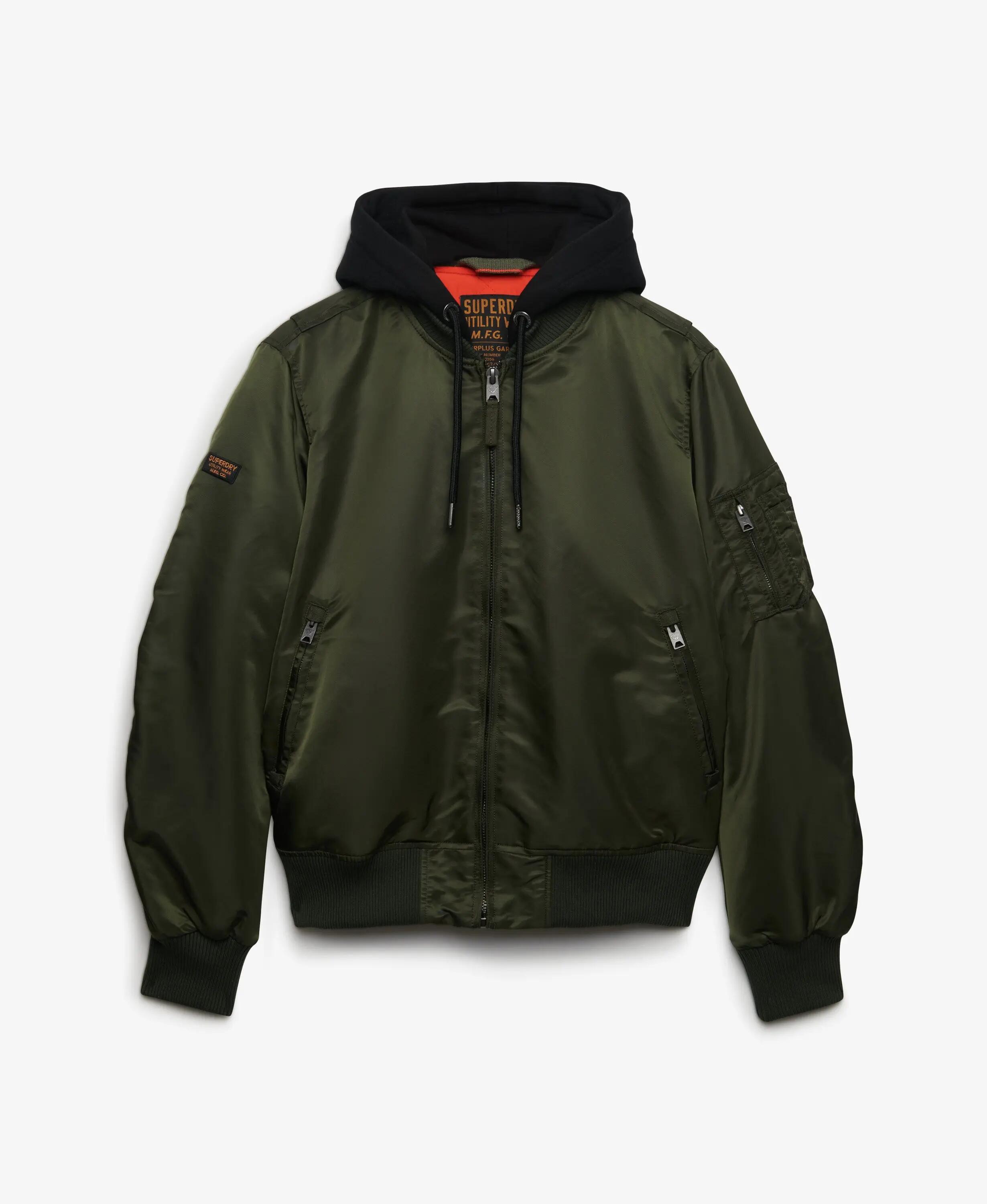 superdry Veste Bomber MA1 à Capuche rembourrée – Surplus Goods Olive Green 7/7