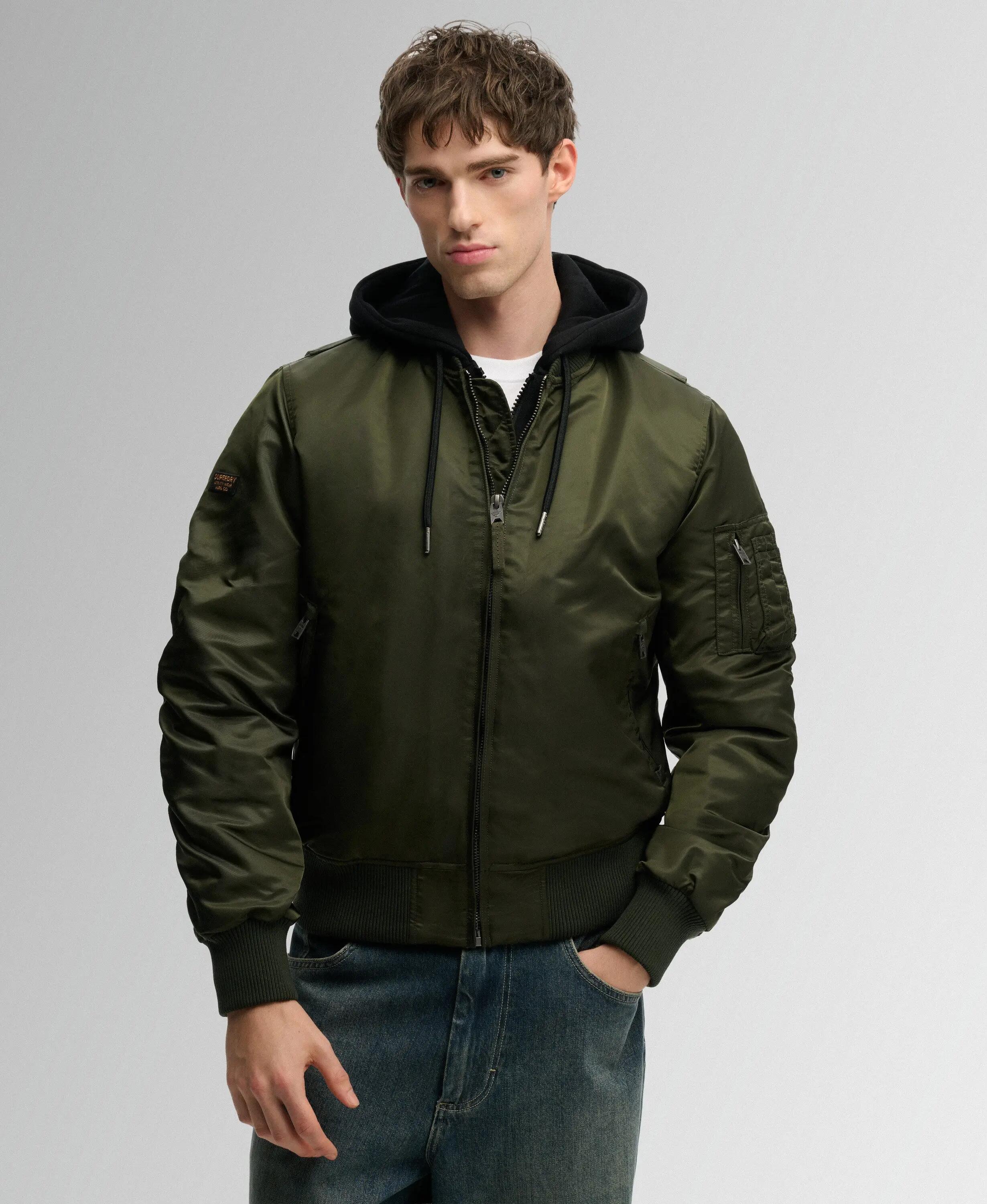 superdry Veste Bomber MA1 à Capuche rembourrée – Surplus Goods Olive Green 5/7