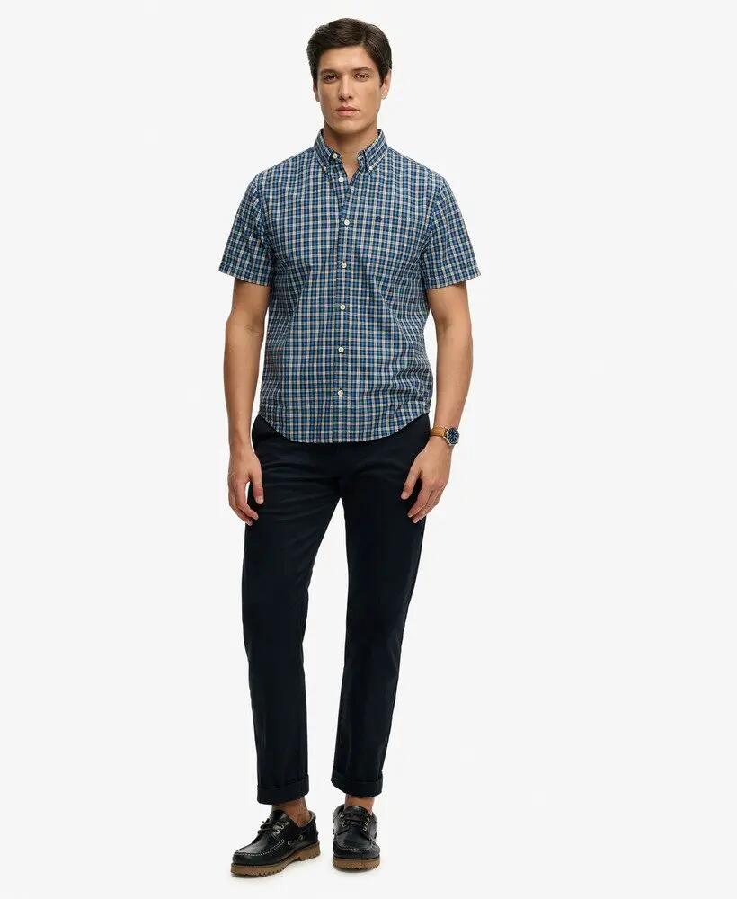 superdry Preppy Poplin Korte Mouw Overhemd van biologisch katoen – Quays Navy 3/5