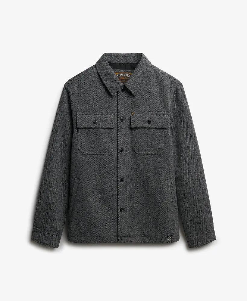 superdry - Overshirt Herringbone em mistura de lã 6/6