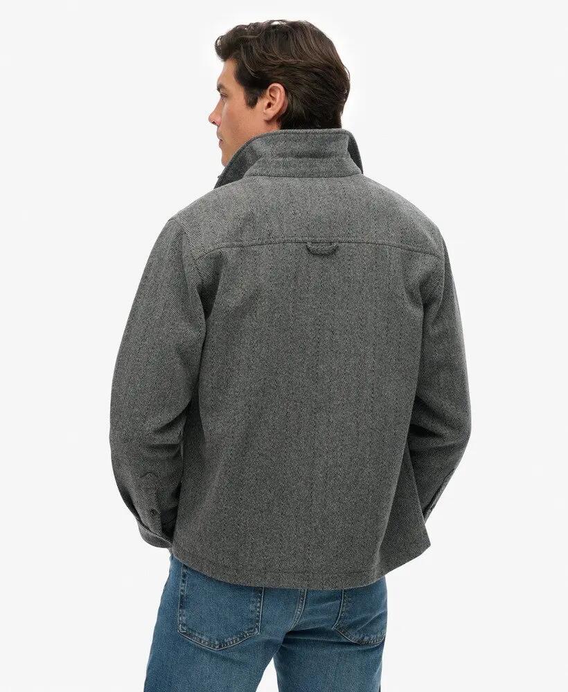 superdry - Overshirt Herringbone em mistura de lã 5/6